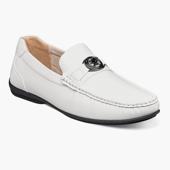 Stacey Adams White Moc Toe Bit Slip On Shoes Size 10 - Picture 1 of 9